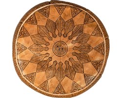 Ronde Leren Poef (Diameter 50cm) - Marokkaans Zitkussen en Voetenbank met Vulling