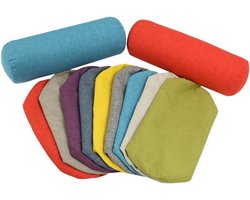 Ronde Linnen Kussenhoes voor Cylinder Kussen, Volledige Bedekking met Houten Steun voor Geheugenfoam en Katoen (Grijs, 10x40cm)