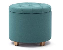 Ronde Linnen Opberg Ottoman Stool 45cm - Voetenbank en Extra Zitplaats