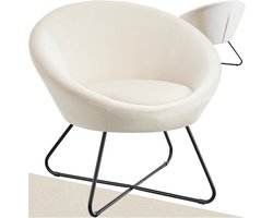 Ronde Loungefauteuil met Fluweel Bekleding en Solide Frame - Beige