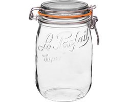 Ronde luchtdichte glazen pot 1000ml (8,5cm Ø) 1 eenheid|Round airtight glass jar 1000ml (8.5cm Ø) 1 unit|Pot rond en verre hermétique 1000ml (8.5cm Ø) 1 unité