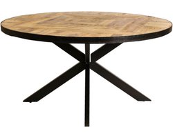 Ronde mango eettafel 'Square Art Spider'-Ø130 cm