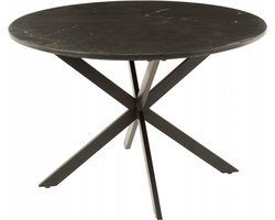 Ronde Marmeren Eettafel Marmer/Ijzer Zwart 120cm
