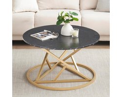 Ronde marmeren salontafel met goudkleurig frame - 80 cm moderne bijzettafel voor woonkamer