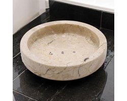 Ronde Marmeren Zeepbakje - Kleur Honing / Beige met natuurlijke nerven