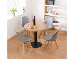Ronde Massief Houten Eettafel 80 x 80 x 76 cm – Moderne Keuken- en Eetkamertafel voor 4 Personen, Eikenhouten Blad met Stevig Metalen Onderstel, Draagvermogen 100 kg, Perfect voor Thuis, Woonkamer of Café – Meda Home Store