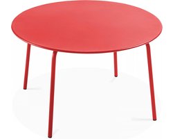 Ronde Metalen Buiten- en Tuin tafel Rood - Ø120 cm - Geschikt voor 6 personen