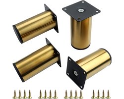 Ronde metalen meubelpootjes voor bank, kast en werkbank met bevestigingsschroeven - 10 cm hoog, ideaal voor thuis en op kantoor
