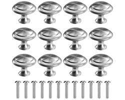 Ronde Meubelknoppen 30 mm - 12 Stuks Zilver voor Kast en Lade
