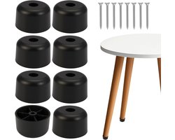 Ronde meubelpoot met diameter 50 mm en hoogte 30 mm, kunststof tafelpoten met 8 schroeven, rubberen schroefvoetjes voor meubels zoals kasten, banken en stoelen