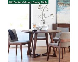 Ronde Mid-Century Modern Eettafel 24 inch | Vaste Houten Keukentafel met Rustiek Voetstuk | Multifunctionele Salontafel en Kleine Eettafel voor Appartementen en Studio’s | Meda Home Store