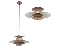 Ronde minimalistische hanglamp Ø 50 cm / eettafellamp / taupe / bruin | verstelbare hanglamp | 1 lichts | metaal | 200 cm | eetkamer / woonkamer | hangende lamp | modern / Scandinavisch / Retro praktisch design / E27