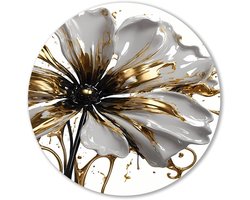 Ronde Muurdecoratie - Wandpaneel Metaal - Ruimte Aankleden - Unieke Designs - 100x100 cm - Goud Zwart