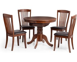 Ronde naar Ovale Uitschuifbare Eettafel in Mahonie Hout