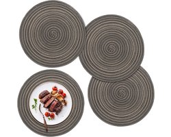 Ronde Onderzetters 30 cm Gevlochten Warmtebestendig Katoen Wasbaar voor Eettafel, Keuken en Feestjes - Set van 4