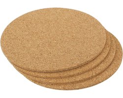 Ronde onderzetters van kurk, 95 mm, 2 mm dik, set van 4 voor glazen en bekers, duurzaam en stijlvol