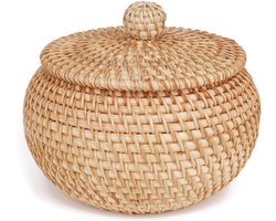 Ronde opbergmand met deksel - rotan - praktisch en stijlvol