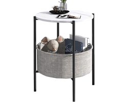 Ronde opbergtafel - Bijzettafel nachtkastje - Ruimtebesparend wonen - Stoffen mand opbergruimte - 41 x 60 cm - Kleur A
