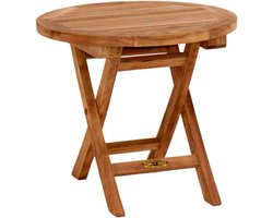 Ronde opklapbare teakhouten tuinsalontafel Ø50 cm – compact inklapbaar tafeltje voor tuin & balkon