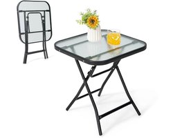 Ronde Opvouwbare Bistrotafel met Glazen Top voor Balkon en Tuin