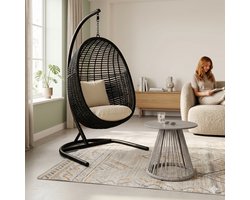Ronde Outdoor Bijzettafel “CapriLux” van YesDeals – Compact Rotan Tafel voor Balkon en Terras, Weerbestendig, Lichtgewicht en Duurzaam, Hoogte 38 cm, Grijs
