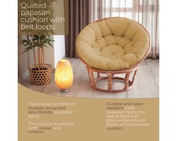 Ronde Papasan Fauteuil Kussen voor Binnen en Buiten - Gewatteerd Tuinkussen met Lussen (60cm, Cappuccino)