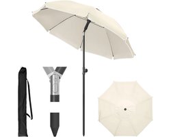 Ronde Parasol - Voor Balkon, Strand of Tuin - Verstelbaar & 45° Kantelbaar - UV-Resistent & Waterdicht - Beige Diameter 135cm
