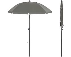 Ronde Parasol - Voor Balkon, Strand of Tuin - Verstelbaar & 45° Kantelbaar - UV-Resistent & Waterdicht - Gray Diameter 155cm