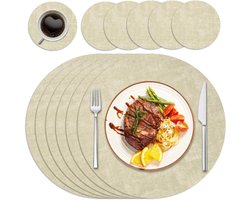 Ronde Placemat En Onderzetter Set – 6-Delige PU Leren Kerst Tafellopers – Hittebestendig – Wasbaar – Antislip – 43 cm – Lichtgroen – Voor Keuken En Eettafel