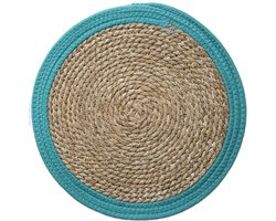 Ronde placemat zeegras blauw - 39 cm - Tafel onderleggers