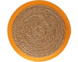 Ronde placemat zeegras okergeel - 39 cm - Tafel onderleggers