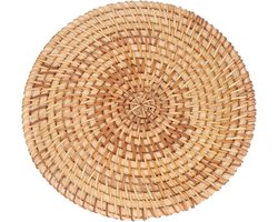 Ronde Placemat,Natuurlijke Rotan Gevlochten Hete Isolatie Placemat,Keukentafel Placemats Hittebestendige Onderzetters Voor Grote Schepen Warme Gerechten Pan Pot(16cm)