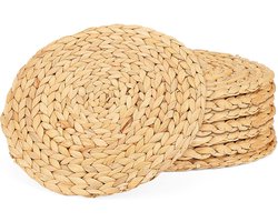Ronde Placemats 33 cm - Geweven Waterhyacint Tafelmatjes - Hittebestendig Zeegras voor Eettafel - Natuurlijke Rotan Riet Mat (8 stuks)