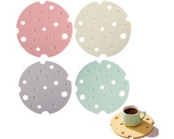 Ronde Placemats - 4 Stuks - Kaasvorm Rond Design - Antislip En Makkelijk Vast Te Houden - Kan Opgehangen Worden - Waterafstotende Onderlegger - Onderzetter - Te Gebruiken Als Pannenlap, Blikopener