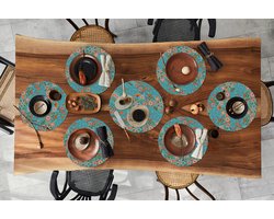 Ronde placemats - Onderlegger - Placemats rond - Bohemian - Bloemen - Oranje - Retro - Design - 10 stuks