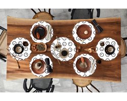 Ronde placemats - Onderlegger - Placemats rond - Klok - Patronen - Minimalisme - 10 stuks