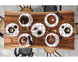 Ronde placemats - Onderlegger - Placemats rond - Klok - Patronen - Minimalisme - 8 stuks
