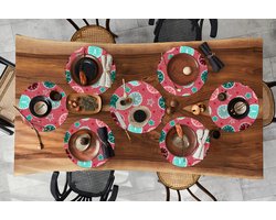 Ronde placemats - Onderlegger - Placemats rond - Klok - Roze - Patronen - Sterren - 10 stuks