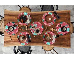 Ronde placemats - Onderlegger - Placemats rond - Klok - Roze - Patronen - Sterren - 8 stuks