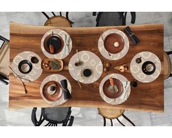 Ronde placemats - Onderlegger - Placemats rond - Londen - Klok - Patroon - Vintage - 10 stuks