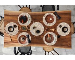 Ronde placemats - Onderlegger - Placemats rond - Londen - Klok - Patroon - Vintage - 8 stuks