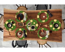 Ronde placemats - Onderlegger - Placemats rond - Londen - Vintage - Klok - Patroon - 8 stuks