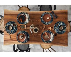 Ronde placemats - Onderlegger - Placemats rond - Marmer print - Goud - Luxe - Design - 6 stuks