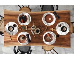 Ronde placemats - Onderlegger - Placemats rond - Marmer print - Zwart - Bellen - 6 stuks