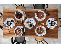 Ronde placemats - Onderlegger - Placemats rond - Patronen - Cupcake - Theepot - Thee - 8 stuks