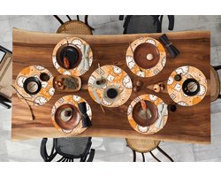Ronde placemats - Onderlegger - Placemats rond - Patronen - Klok - Zandloper - 10 stuks