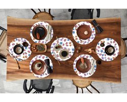 Ronde placemats - Onderlegger - Placemats rond - Patronen - Thee - Rozen - Theepot - 8 stuks