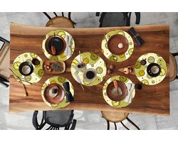 Ronde placemats - Onderlegger - Placemats rond - Retro - Klok - Patronen - Stippen - 10 stuks