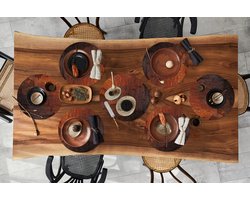 Ronde placemats - Onderlegger - Placemats rond - Roest print - Schaduw - Geel - 10 stuks