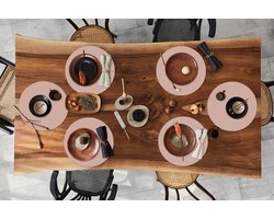 Ronde placemats - Onderlegger - Placemats rond - Roze - Palet - Oud - Effen - Oudroze - 6 stuks